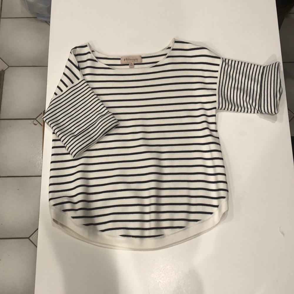 Philosophy black and white striped shirt size M